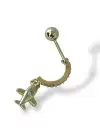 Altın Renk Uçak Figürlü Çelik Tragus/Kıkırdak Küpe/Piercing (Tek)