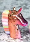 Altın Renk Unicorn Figürlü Allık/Makyaj Fırçası