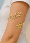 Altın Renk Yaprak Desenli Tasarım Bileklik Kol Aksesuarı