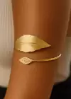Altın Renk Yaprak Desenli Tasarım Bileklik Kol Aksesuarı