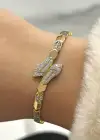Altın Renk Yılan Figürlü 14K Altın Kaplama Bileklik