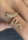 Altın Renk Yılan Figürlü Taş Detaylı Ayarlanabilir Yüzük