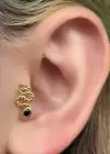 Altın Renk Yılan Figürlü Taşlı Cerrahi Çelik Tragus/Kıkırdak Küpe/Piercing (Tek)