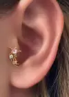 Altın Renk Yıldız Detaylı Çelik Tragus/Kıkırdak Küpe/Piercing (Tek)