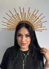 Altın Renk Yıldız Detaylı Gelin/Kına/Nişan/Söz/Bride Tasarım Taç