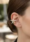 Altın Renk Yıldız Figürlü 14K Altın Kaplama TX Ear Cuff (Tek)