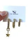 Altın Renk Yıldız Figürlü 3lü YSX Küpe Set