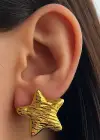 Altın Renk Yıldız Figürlü Çelik Küpe (Çift)