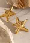 Altın Renk Yıldız Figürlü Çelik Küpe (Çift)
