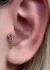 Altın Renk Yıldız Figürlü Çelik Tragus/Kıkırdak Küpe/Piercing (Tek)