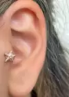 Altın Renk Yıldız Figürlü Çelik Tragus/Kıkırdak Küpe/Piercing (Tek)