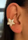 Altın Renk Yıldız Figürlü Çift Taraflı 14K Altın Kaplama Ear Cuff (Tek)