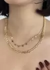 Altın Renk Yıldız Figürlü İkili Kolye