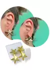 Altın Renk Yıldız Figürlü Küpe Set