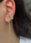 Altın Renk Yıldız Figürlü Sallantılı Ear Cuff (Tek)