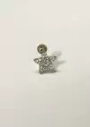Altın Renk Yıldız Figürlü Taş Detaylı Çelik Tragus/Kıkırdak Küpe/Piercing (Tek)