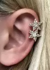 Altın Renk Yıldız Figürlü Taş Detaylı Ear Cuff (Tek)