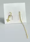 Altın Renk Yıldız Figürlü Taş Detaylı Küpe (Çift)