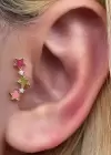 Altın Renk Yıldız Figürlü Taşlı Cerrahi Çelik Tragus/Kıkırdak Küpe/Piercing (Tek)