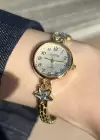 Altın Renk Yıldız Taş Detaylı Çelik Kordonlu Kadın Saat