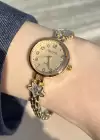 Altın Renk Yıldız Taş Detaylı Çelik Kordonlu Kadın Saat
