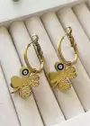 Altın Renk Yonca Figürlü Çelik Küpe (Çift)