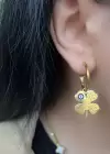Altın Renk Yonca Figürlü Çelik Küpe (Çift)