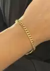 Altın Renk Zincir Detaylı Çelik Bileklik