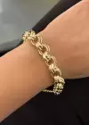 Altın Renk Zincir Detaylı Çelik Bileklik
