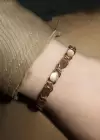 Altın Renk Zincir Detaylı Çelik Bileklik