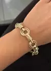 Altın Renk Zincir Detaylı Çelik Bileklik