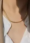 Altın Renk Zincir Detaylı Çelik Kolye