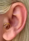 Altın Renk Zincir Detaylı Çelik Tragus/Kıkırdak Küpe/Piercing (Tek)