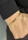 Altın Renk Zincir Detaylı Erkek Çelik Bileklik