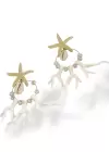 Altın Ve Beyaz Renk Yıldız Figürlü Küpe (Çift)