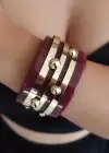 Altın Ve Bordo Renk Kemik Kelepçe Bileklik