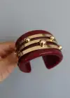 Altın Ve Bordo Renk Kemik Kelepçe Bileklik
