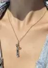 Altın Ve Gümüş Renk Sarılan Çelik Çift Kolyesi