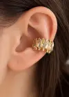Altın Ve Gümüş Renk Taş Detaylı 14K Altın Kaplama TX Ear Cuff (Tek)