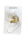 Altın Ve Gümüş Renk Taş Detaylı 14K Altın Kaplama TX Ear Cuff (Tek)