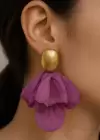 Altın Ve Mor Renk Sallantılı Tasarım Küpe (Çift)