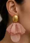 Altın Ve Pembe Renk Sallantılı Tasarım Küpe (Çift)