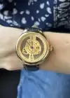 Altın Ve Siyah Renk Deri Kordonlu Çelik Erkek Saat