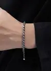 Antrasit Renk Zincir Detaylı Çelik Erkek Bileklik
