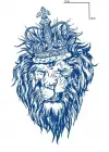 Aslan Figürlü 12 Saat Sonra Kararan Geçici Orta Dövme Tattoo