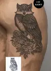 Baykuş Figürlü 12 Saat Sonra Kararan Geçici Mini Dövme Tattoo