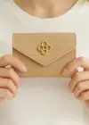 Bej Renk Deri Kadın Cüzdan/ Kartlık