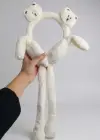 Beyaz Renk Ayıcık Figürlü Kulakları Oynayabilen Peluş Kulaklık