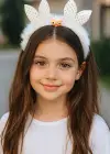 Beyaz Renk Baykuş Figürlü Peluş Taç