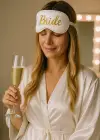 Beyaz Renk Bride Yazılı Saten Uyku Bandı